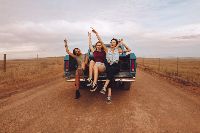 Group of women on a road trip to country side