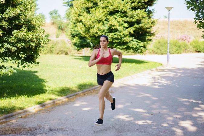 Woman working out in park