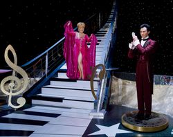 Magician Lance Burton, and his assistant, Madame Tussauds, Las Vegas, Nevada