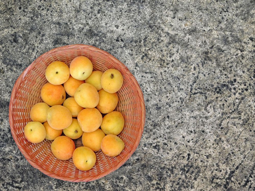 Apricots On Marble Background