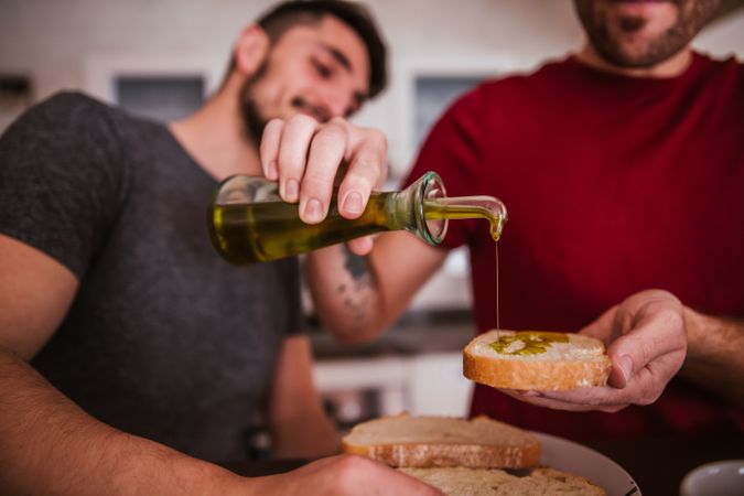 Gay couple gets breakfast