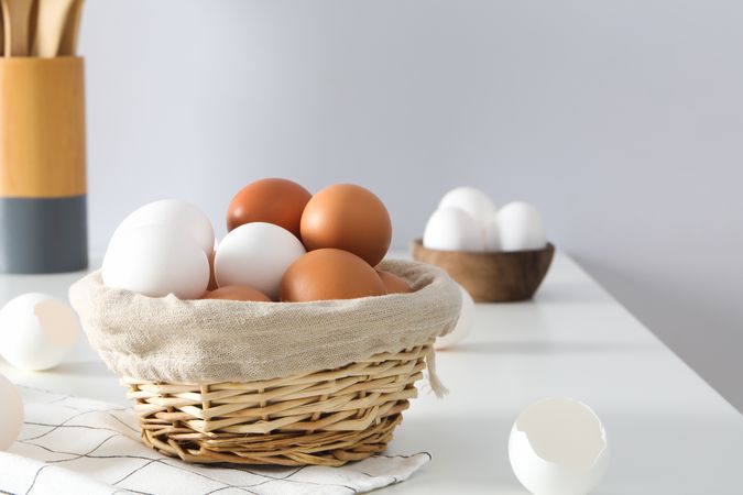 Concept of fresh and natural farm product - eggs
