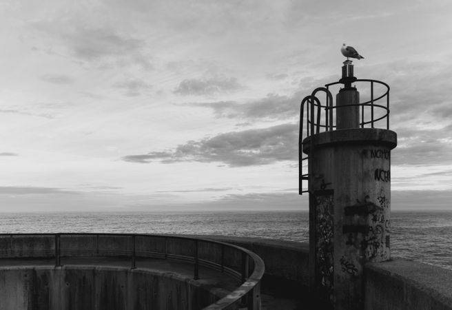 Bird on top of lighthouse