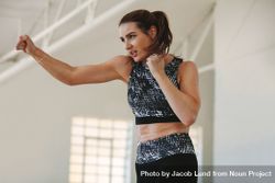 Portrait of a determined athletic woman doing punching exercises 4mxpW5