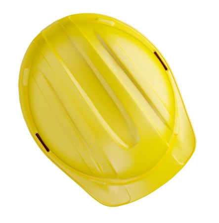 Top of Yellow Construction Hard Hat Isolated on a Plain Background.