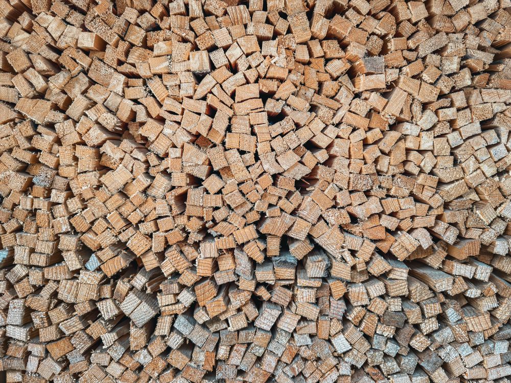 Wood kindling stock pile