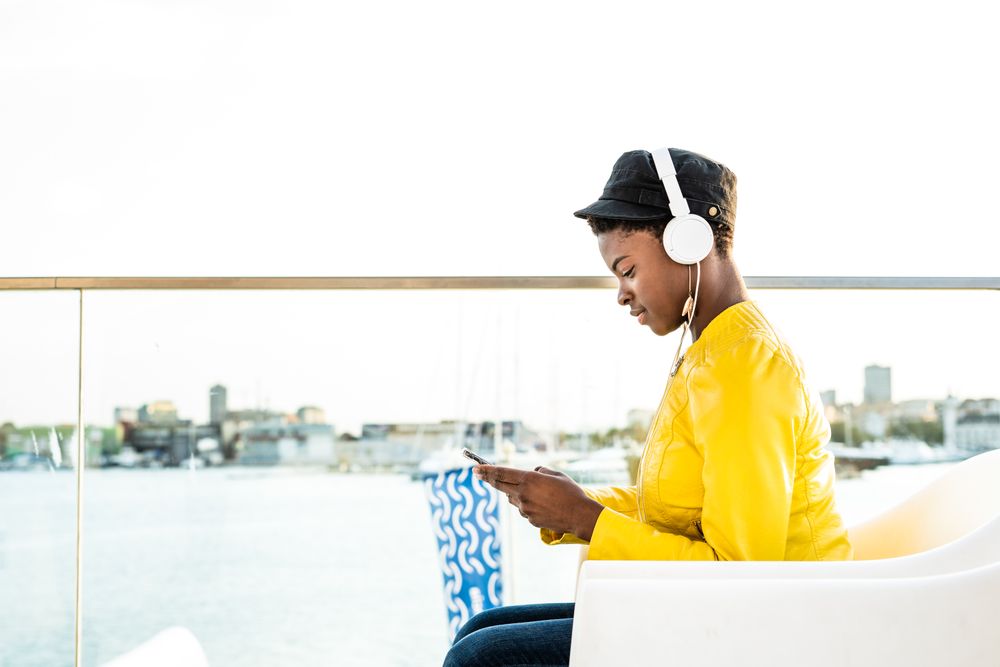 Black woman using mobile phone