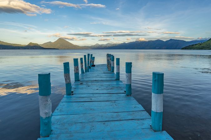 Blue dock over water