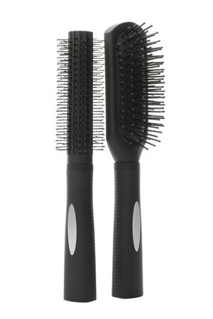 hair brushes isolated on plain background