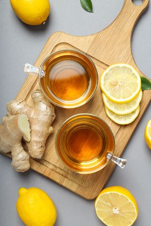 Cold treatment, healthcare concept - tea with ginger