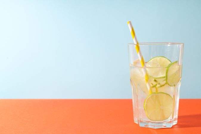 Glass of mojito, delicious and fresh summer cocktail, space for text