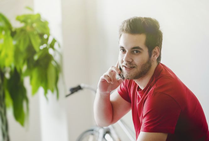 Young man talking on phone