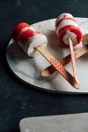 Watermelon and cream popsicles