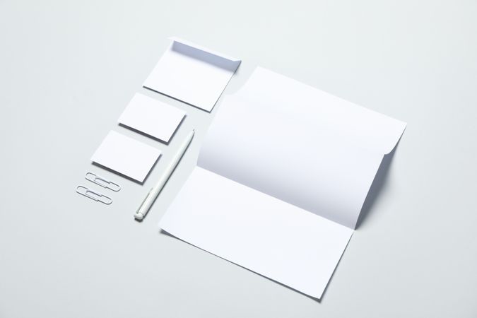 Mockup business brand template on light gray background, space for text