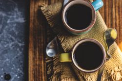 Top view of cup of coffee
