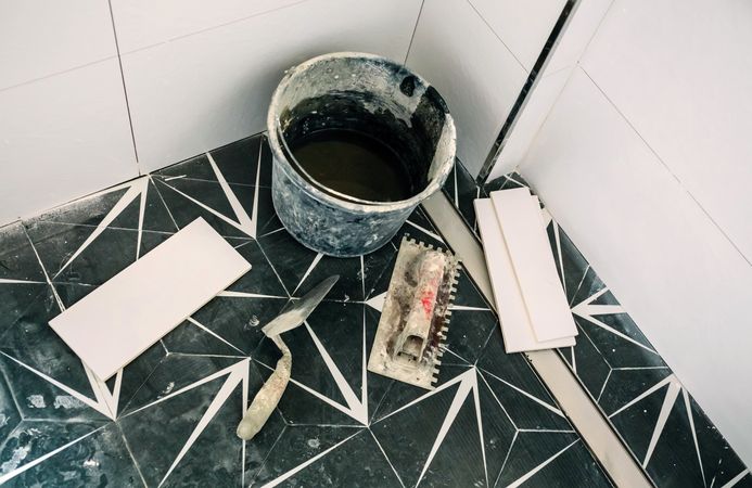 Set of tools and masonry equipment