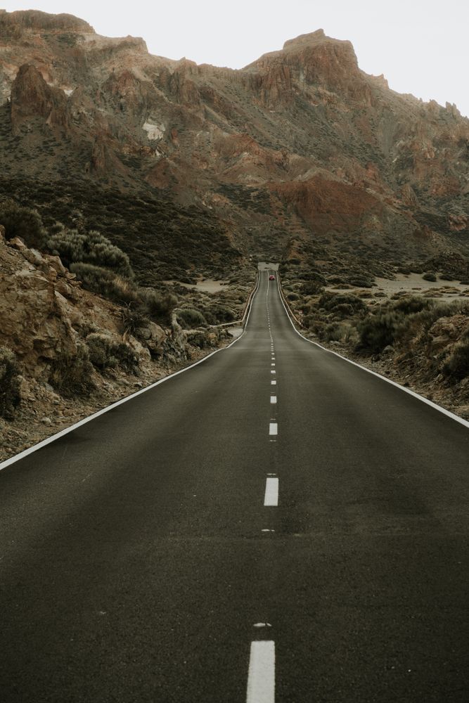 Road in desert to hills