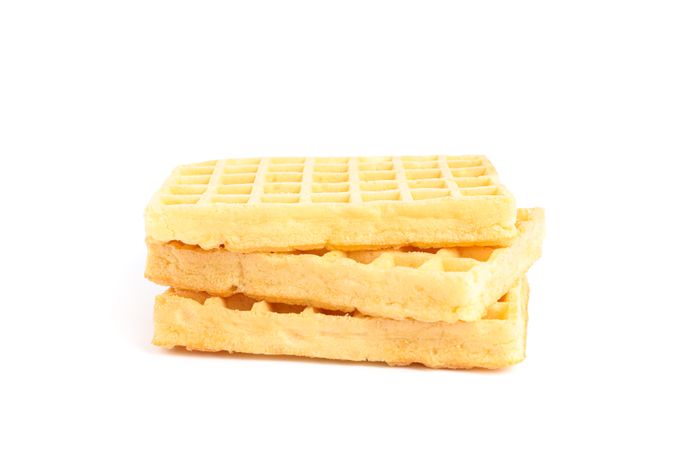 Sweet belgian waffles isolated on blank background