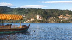 Tourist boat on lake