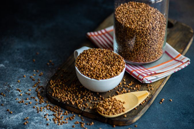 Dry buckwheat grains