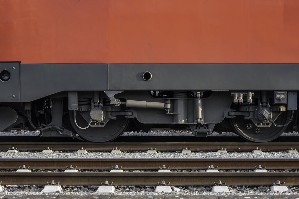 Locomotive wheels on railway tracks