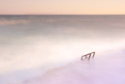 Cloudy fog over waving sea