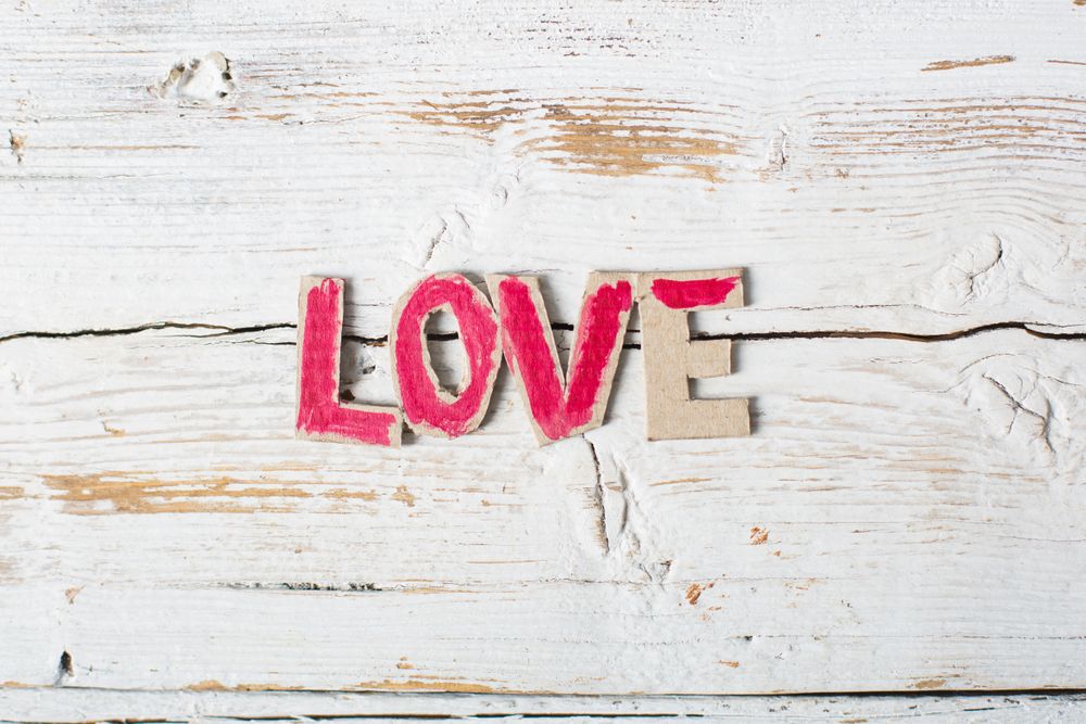 Love symbols hand painted in watercolor