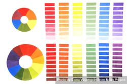 The concept of color mixing displayed in the color wheel bE2en0