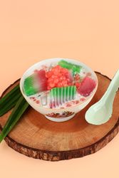 Colorful Indonesian dessert es selendang mayang with tapioca