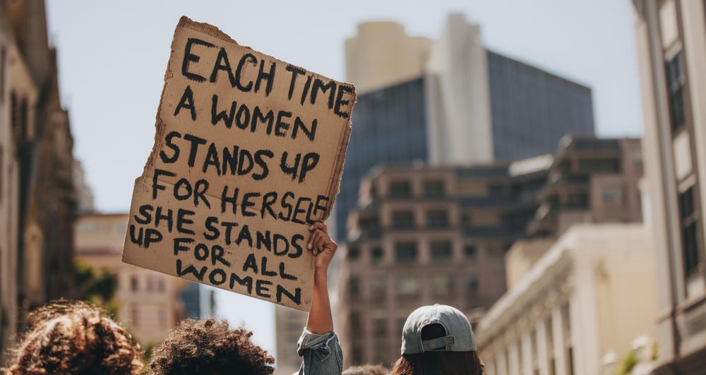 Activist demonstrating women power
