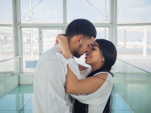 Man and woman embracing with love