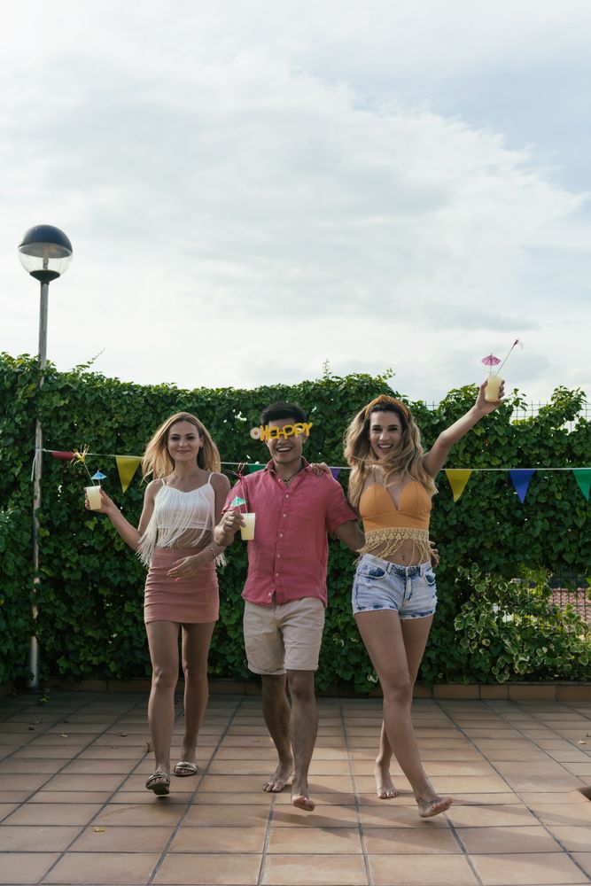 Group of friends having a pool party