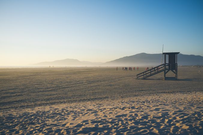 Lifesaver cabin on sandy beach