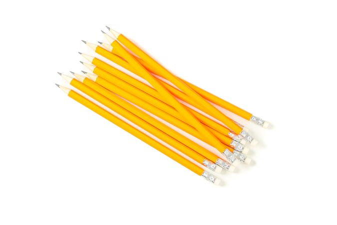 Many pencils isolated on studio background. Stationery