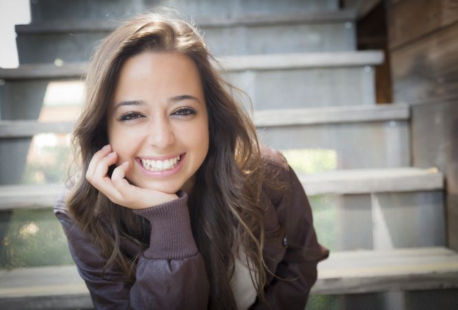 Young Adult Woman Portrait on Staircase