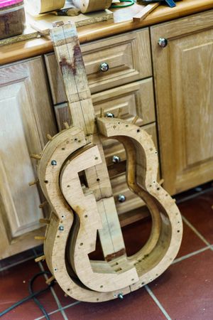 Guitar mould in professional luthier workshop