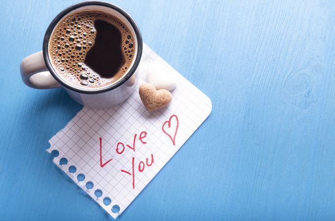 Love you note and coffee