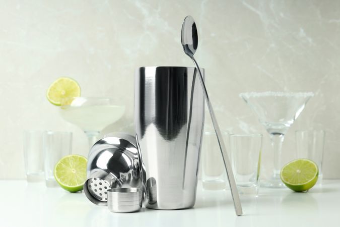 Concept of preparing alcohol drink or cocktail, shaker