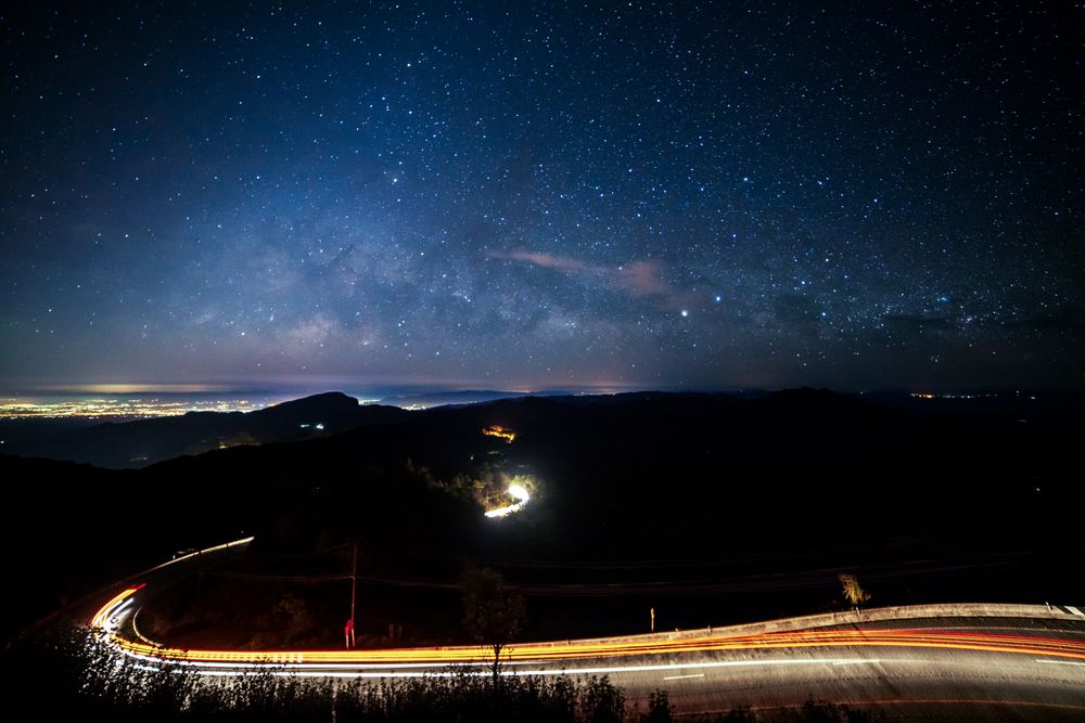 Milky way galaxy with stars and space dust in the universe at Doi inthanon Chiang mai, Thailand
