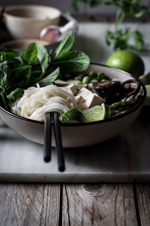 Pho soup with noodles