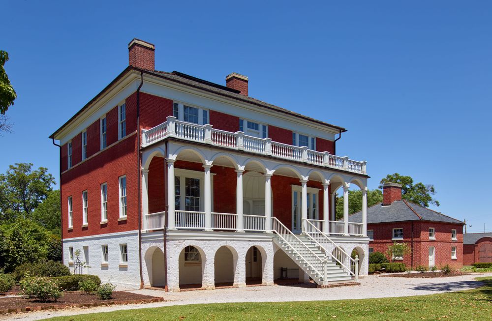 Rear entrance to the mansion known as the "Robert Mills House" in Columbia, South Carolina