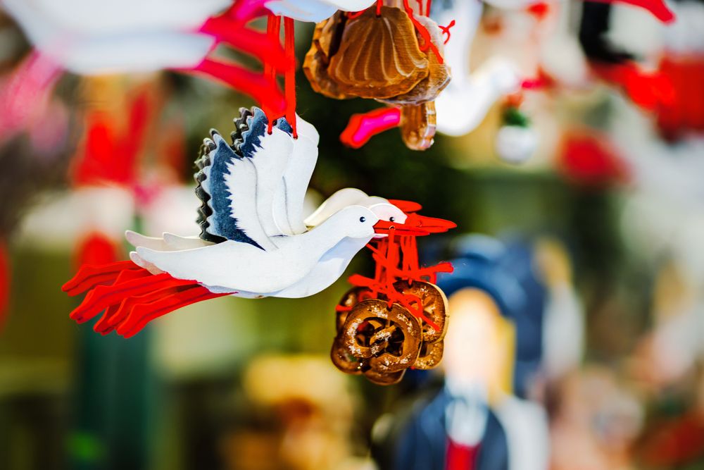 Dove Christmas ornament with selective focus