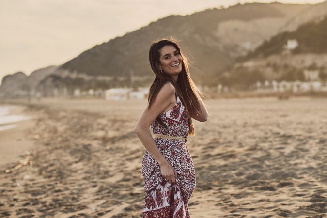 Woman with dress at the beach