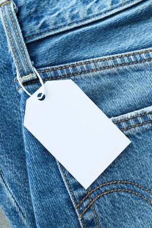 Tag on jeans close-up