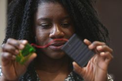 A woman with a homemade battery