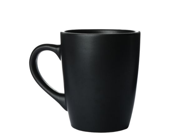 Empty dark cup isolated on blank background