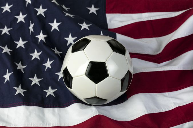 Soccer ball on US flag for the games