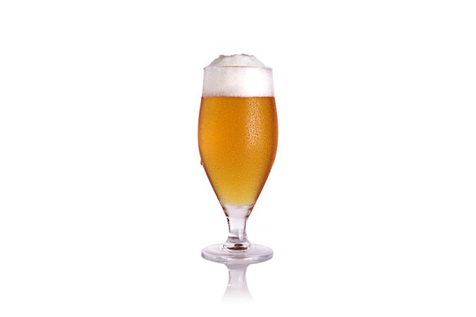 Glass of tasty light beer