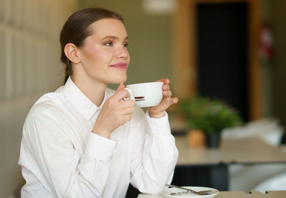 Woman relaxing with coffee
