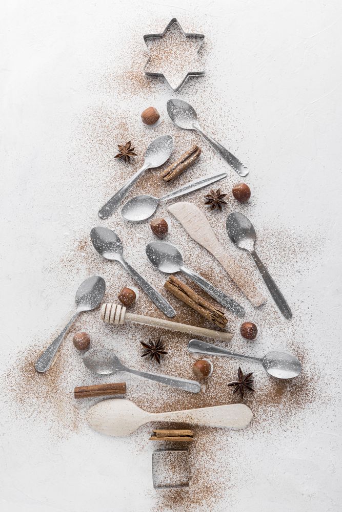 Abstract Christmas tree made with tableware